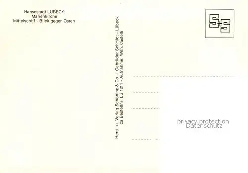 AK / Ansichtskarte Luebeck Marienkirche Mittelschiff Innenansicht Luebeck