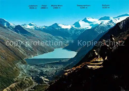 AK / Ansichtskarte Saastal Blick vom Plattjen auf Mattmark Stausee Saastal