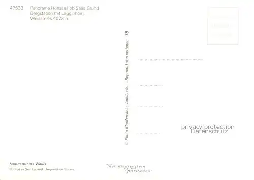 AK / Ansichtskarte Hohsaas_3100m_Saas Fee_VS Panorama Bergstation Terrasse mit Lagginhorn Weissmies 