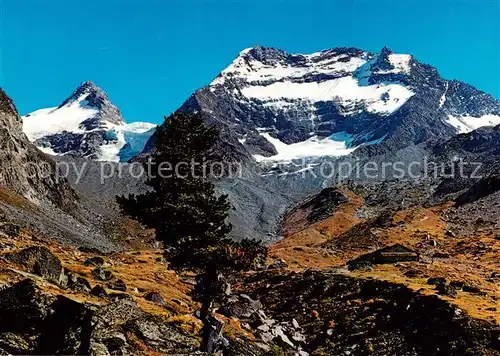 AK / Ansichtskarte Weissmieshuette_2726m_Saastal_VS Saas Tal mit Fletschhorn und Lagginhorn 