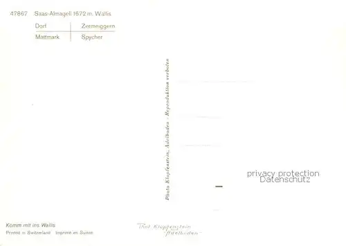 AK / Ansichtskarte Saas Almagell_VS Dorf Mattmark Zermeiggern Spycher 