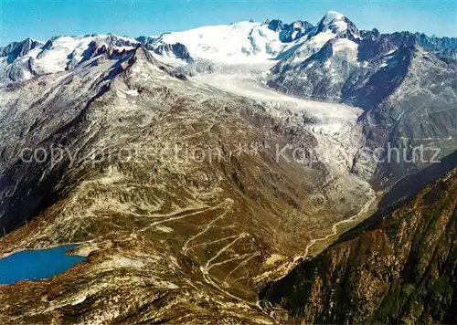 AK / Ansichtskarte Grimsel_Pass Fliegeraufnahme mit Gletsch Furkapass Rhonegletscher und Galenstock Grimsel Pass