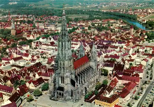 AK / Ansichtskarte Ulm__Donau Fliegeraufnahme mit Ulmer Muenster 