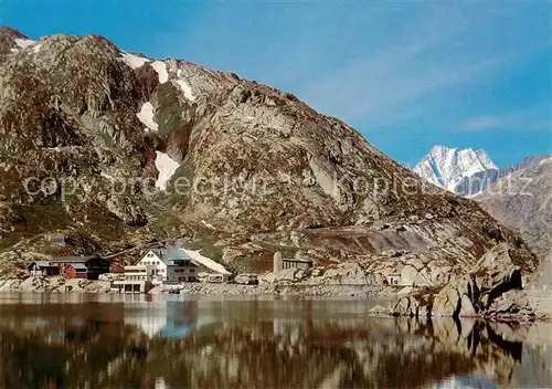 AK / Ansichtskarte Grimsel_Pass Hotel Grimsel Passhoehe mit Totensee und Schreckhorn Grimsel Pass