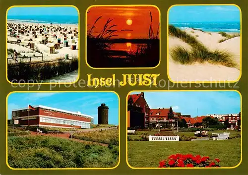 AK / Ansichtskarte Insel_Juist Strand Stimmungsbild Duenen Hallenbad Ortsansicht Insel_Juist