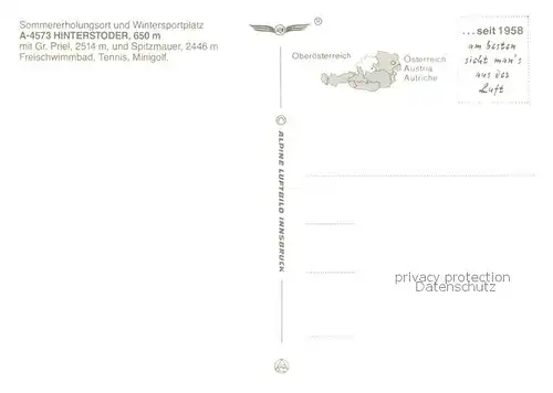 AK / Ansichtskarte Hinterstoder Fliegeraufnahme mit gr Priel und Spitzmauer Freischwimmbad Tennis Minigolf Hinterstoder