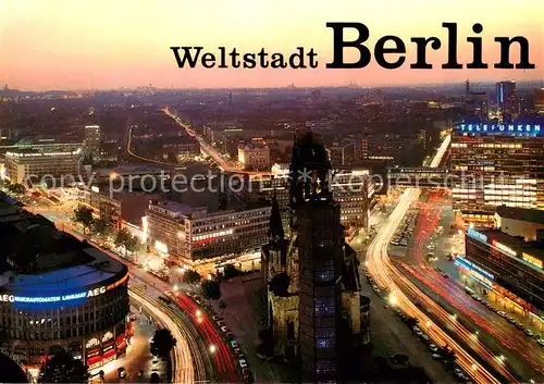 AK / Ansichtskarte Berlin Blick vom Europa Center auf Kaiser Wilhelm Gedaechtniskirche und Kurfuerstendamm am Abend Berlin
