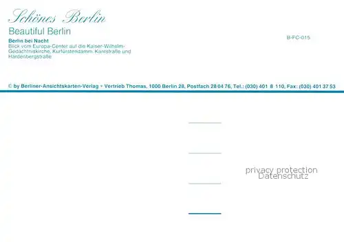 AK / Ansichtskarte Berlin Blick vom Europa Center auf Kaiser Wilhelm Gedaechtniskirche und Kurfuerstendamm am Abend Berlin