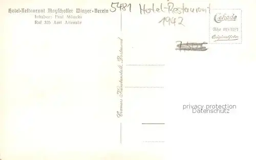 AK / Ansichtskarte Altenahr Hotel Restaurant Mayschosser Winzer Verein Garten u. Tanzflaeche Altenahr