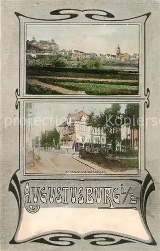 AK / Ansichtskarte Augustusburg Teilansicht u. Konditorei Cafe Seeliger Augustusburg