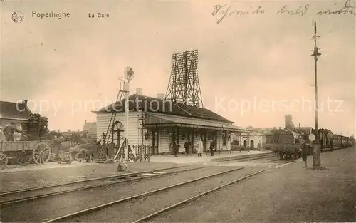 AK / Ansichtskarte Poperinghe_Poperinge_Belgie Bahnhof   Dampflok   Feldpost 