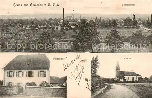 AK / Ansichtskarte Gewenheim_Guewenheim_68 Totalansicht  Kirche Pfarrhaus 