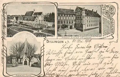 AK / Ansichtskarte Dillingen_Donau Kapuziner Kloster   Kapuziner Kirche   Priester Seminar m. Lyceum Dillingen Donau