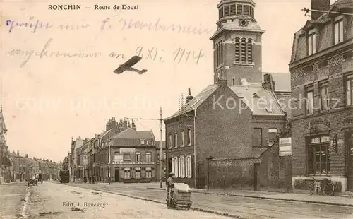AK / Ansichtskarte Ronchin_59 Route de Douai  Kutsche u. Strassenbahn 