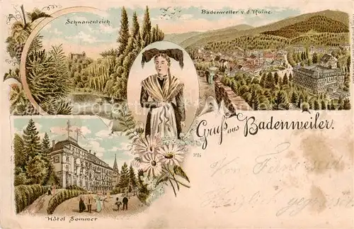 AK / Ansichtskarte Badenweiler Schwanenteich Hotel Sommer  Badenweiler