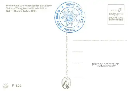 AK / Ansichtskarte Berlinerhuette_2040_Zillertal_AT mit Waxeggkees und Moesele 