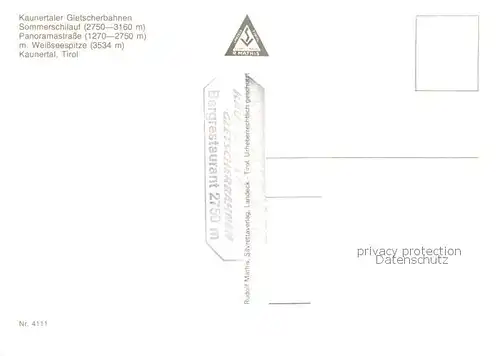 AK / Ansichtskarte Kaunertal_Tirol_AT Kaunertaler Gletscherbahnen Panoramastrasse mit Weissseespitze 