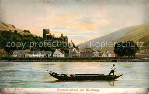 AK / Ansichtskarte Niederheimbach_Bingen Blick ueber den Rhein Heimburg Niederheimbach Bingen