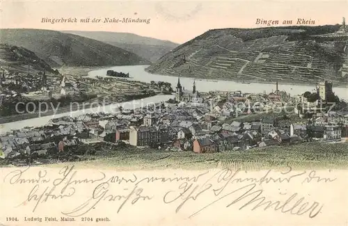 AK / Ansichtskarte Bingen_Rhein Panorama Burg Klopp Niederwald Denkmal Bingerbrueck Nahe Muendung Bingen Rhein