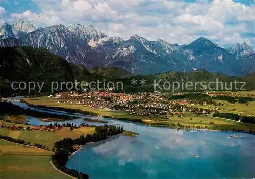AK / Ansichtskarte Fuessen_Allgaeu Gesamtansicht mit Alpenpanorama See Fuessen Allgaeu