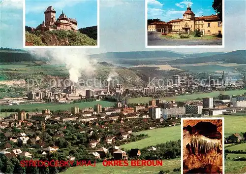 AK / Ansichtskarte Beroun_Beraun_CZ Panorama Burg Karlstejn Schloss Horovice Konepruske Hoehlen 