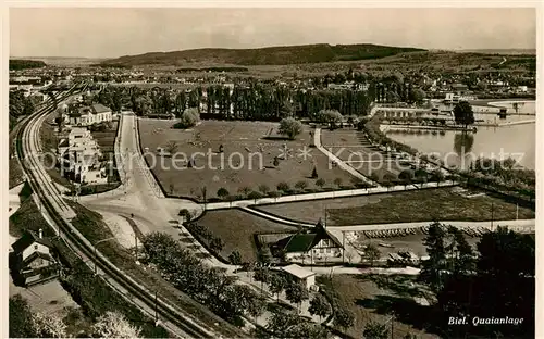 AK / Ansichtskarte Biel_Bienne Fliegeraufnahme Quaianlage  Biel Bienne