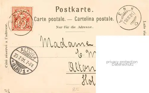 AK / Ansichtskarte Bad_Lenk_Simmental_BE Teilansicht m. Frau a. d. Simmental 