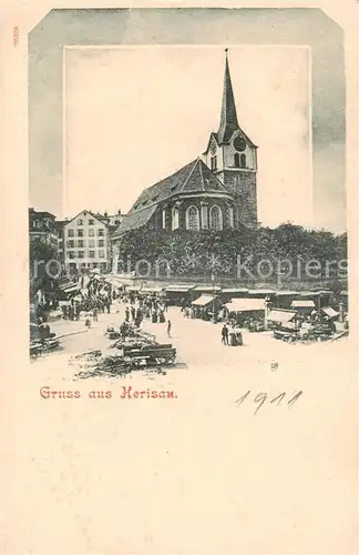 AK / Ansichtskarte Herisau_AR Kirche m. Markt Herisau_AR