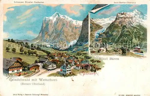 AK / Ansichtskarte Grindelwald Wetterhorn u. Hotel Baeren Grindelwald