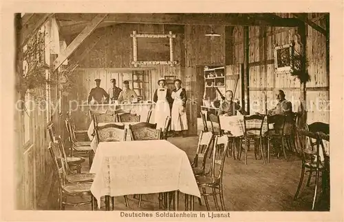 AK / Ansichtskarte Ljusnat_Russia_RU Deutsches Soldatenheim Innenansicht   Feldpost 