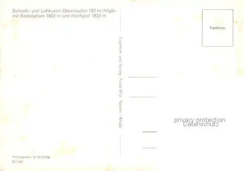 AK / Ansichtskarte Oberstaufen Panorama mit Rindalphorn und Hochgrat Allgaeuer Alpen Oberstaufen