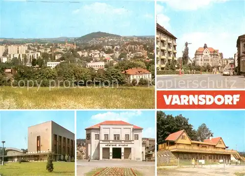 AK / Ansichtskarte Varnsdorf_Warnsdorf_CZ Stadtpanorama Zentrum Hotel Theater Haus am Schwimmbad 