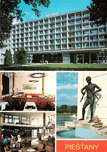AK / Ansichtskarte Piestany_SK Liecebny dom Balnea Palace Kurhaus Statue 