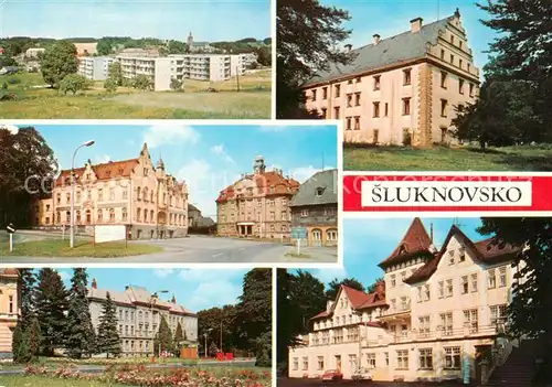 AK / Ansichtskarte Sluknovsko_CZ Teilansichten Zentrum Hotel 