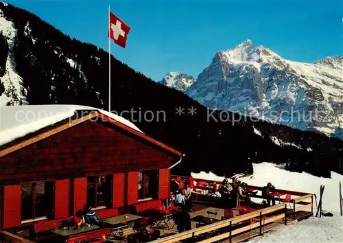 AK / Ansichtskarte Grindelwald Bergrestaurant Bussalp Sonnenterrasse Berner Alpen Grindelwald