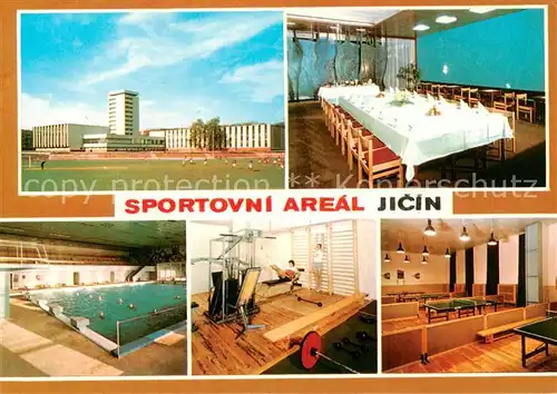 AK / Ansichtskarte Jicin_CZ Sportovni Areal Sportzentrum Hallenbad Fitnessstudio Tischtennis Speisesaal 