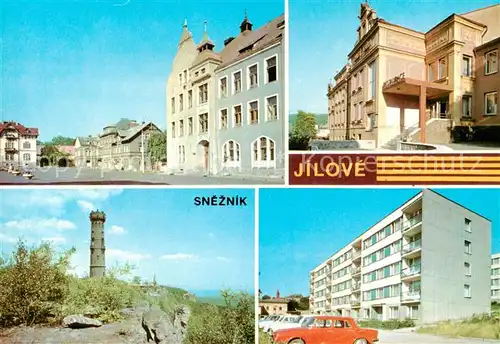 AK / Ansichtskarte Jilove_Eulau_CZ Statzentrum Gebaeude Neubau Wohnsiedlung Sneznik Aussichtsturm 