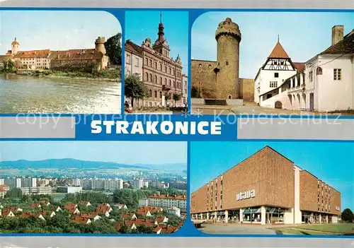 AK / Ansichtskarte Strakonice_Strakonitz_CZ Stadtansichten Gebaeude Turm Stadtmauer Moderne Architektur 