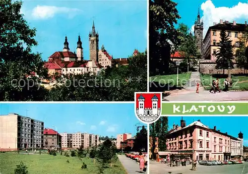 AK / Ansichtskarte Klatovy_Klattau_CZ Stadtansichten Kirche Altstadt Neubauten Wohnsiedlung 