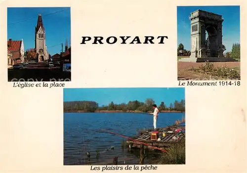 AK / Ansichtskarte Proyart_80_Somme Eglise et la place Le Monument 1914 18 Les plaisirs de la peche 