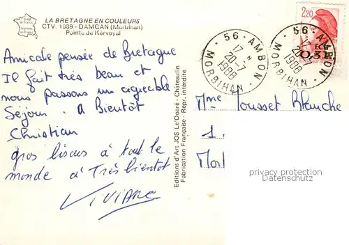 AK / Ansichtskarte Damgan_56_Morbihan Pointe de Kervoyal Vue aerienne 