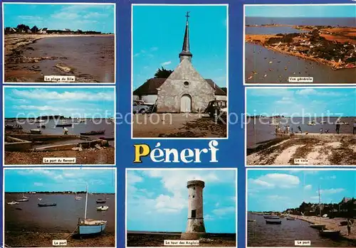 AK / Ansichtskarte Penerf Damgan_56_Morbihan La plage du Bile Le port du Renard Le port Vue generale Le tour des Anglais La cale 