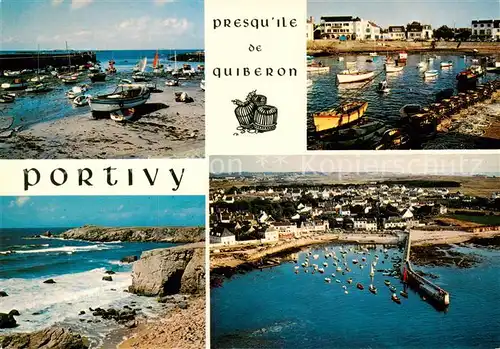 AK / Ansichtskarte Portivy_Presqu_Ile_de_Quiberon_35 Le Port abrite par un Mole de granit Le Port et les Hotels La Roche Percee de Port Blanc Le Mole 