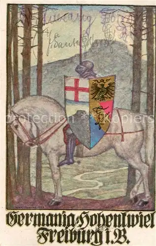 AK / Ansichtskarte Freiburg_Breisgau Hohentwiel Ritter m. Wappen Kuenstlerkarte Hans Franke Freiburg Breisgau