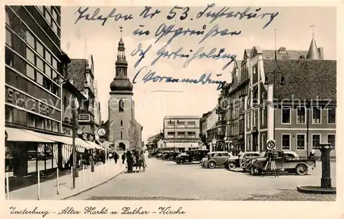 AK / Ansichtskarte Insterburg_Tschernjachowsk_RU Alter Markt u. Luther Kirche m. Kutsche 