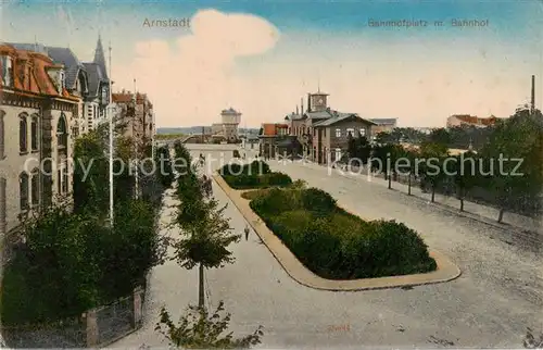 AK / Ansichtskarte Arnstadt_Ilm Bahnhofplatz m. Bahnhof Arnstadt_Ilm