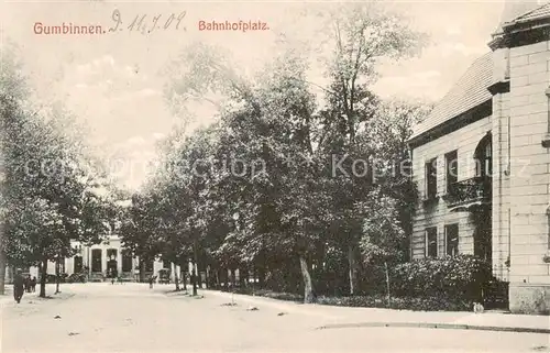 AK / Ansichtskarte Gumbinnen_Goesev_Gussew_Oblast_Kaliningrad_RU Bahnhofplatz 