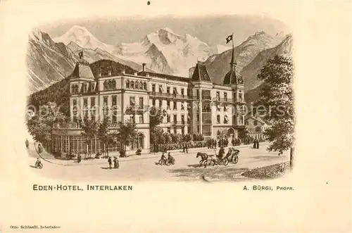 AK / Ansichtskarte Interlaken_BE Eden Hotel Aussenansicht m. Kutsche Interlaken_BE