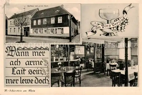 AK / Ansichtskarte Schierstein Gasthaus zum Gruenen Baum Innen  u. Aussenansicht Schierstein