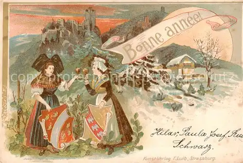 AK / Ansichtskarte Rappoltsweiler_68_Elsass Rappoltsweilerinnen m. Burgruine 